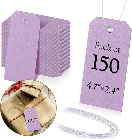 150 Pcs Paper Tag with Elastic String 4 3/4" X 2 3/8" Blank Shipping Tags with Reinforced Hole Price Tags Hang Tags with String Attached Large Marking Tags Gift Tags for Labeling Christmas(Light blue) in Saudi Arabia