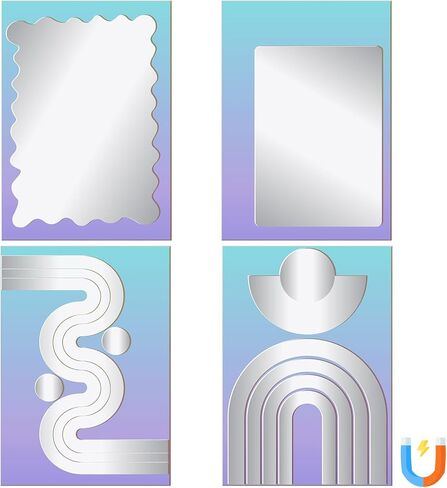 4 Pcs Iridescent Magnetic Locker Mirrors Iridescent Locker Decor Aesthetic Shatterproof Acrylic Locker Mirrors for Locker Doors Accessories in Saudi Arabia