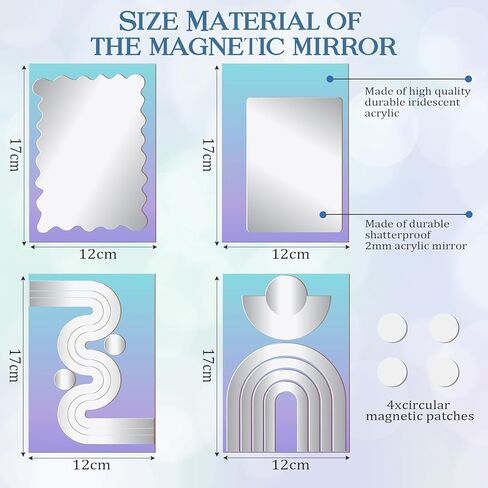 4 Pcs Iridescent Magnetic Locker Mirrors Iridescent Locker Decor Aesthetic Shatterproof Acrylic Locker Mirrors for Locker Doors Accessories in Saudi Arabia