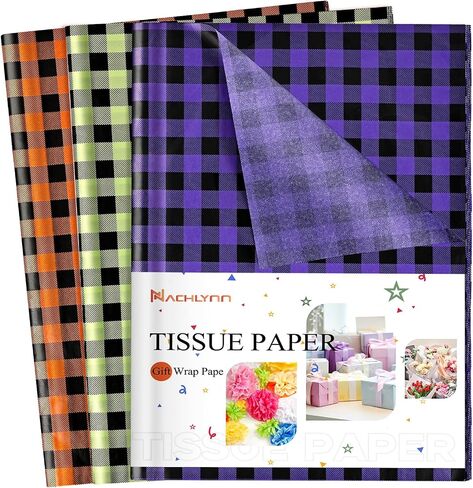 NACHLYNN 90 Sheets Halloween Tissue Paper Bulks 14 x 20inch Black White Pumpkin Cobweb Bat Gift Wrapping Paper Scary Horror Decorative Wrap Tissue for Halloween Party Decorations Crafts in Saudi Arabia