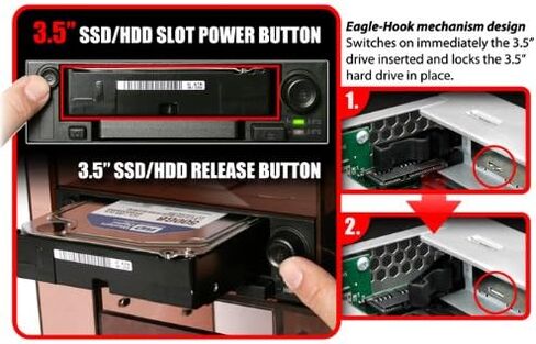 ICY DOCK 2 Bay 2.5" & 3.5" SATA HDD/SSD Hot Swap Mobile / Caddy / Docking for External 5.25" Bay | DuoSwap MB971SP-B in Kuwait