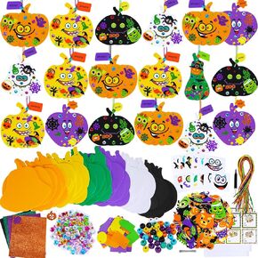 Winlyn 36 Sets Halloween Pumpkin Decorations DIY Foam Halloween Craft Kits Ghost Bat Monster Foam Stickers Halloween Arts and Crafts for Kids Home Classroom Activities Party Favors Trick-Or-Treaters