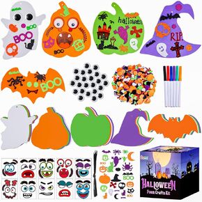 Garma 330PCS Halloween Foam Stickers Set, Pumpkin Ghost Spider Bat Halloween Crafts for Kids DIY Craft Kit Halloween Decorations Party Favors Supplies