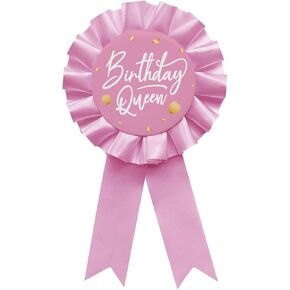 Birthday Queen Tinplate Badge Pin Pink Satin Fabric Happy Birthday Themed Button Pin Party Decorations Award Ribbon Badge Pin