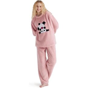 Bedsure Women Pajama Sets- Winter Soft Fleece Long Sleeve Pajama Loungewear, 2 Piece Warm Fuzzy Ladies Pajama Sleepwear Set