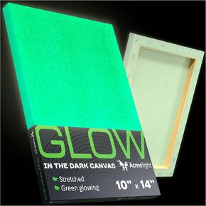 Glow in The Dark Canvas Board for Painting - 2 Pack Stretched Canvases 10x14 Inch - Art Gift for Artists - Painting Supplies for Acrylic Oil Watercolor Gouache Paints