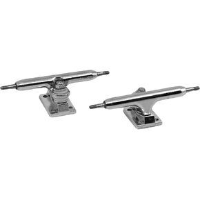 Teak Tuning Prodigy Fingerboard Trucks with Upgraded Lock Nuts, Silver Chrome Colorway - 32mm Wide - Includes Teal Pro Duro 61A Bubble Bushings