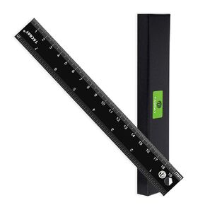 TACRAY Titanium Straight Ruler in Both CM & INCH Linear Measure, 19cm Anti-skidding Ruler, Multiple-Functional Ruler with a 1/4" Hexagonal Screwdriver (Black)