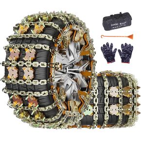 Tire Chains for Car/SUV/Pickup Trucks, Adjustable Universal Emergency Thickening Chains, Snow Chains for Tire Width（175-265mm), 8Pcs