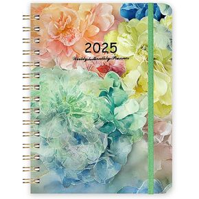2025 Daily Planner, 12 - Month Daily Weekly Monthly Planner for Women/Men, 8.5" X 6.1" Student Planner, School Planner, Romantic Flower Christmas Gift for Women (Flowers)