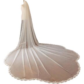 Sequin Petal Shape Wedding Bridal Veil With Metal Comb F68