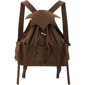 KUOIN Medieval Drawstring Backpack, Vinatge LARP Camping Renaissance Faire Accessories (Brown)