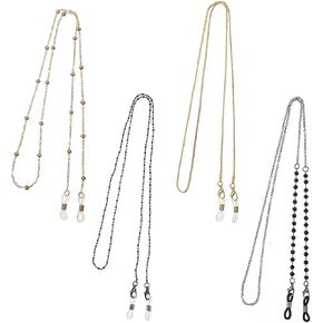 Mabor 4Pcs Eye Glass Chain for Women Stylish Sunglasses Holders Around Neck Eyeglasses Chain Sunglasses Mask Holder Trendy Safety Eyewear Retainer for Girls with Eyeglass Loop
