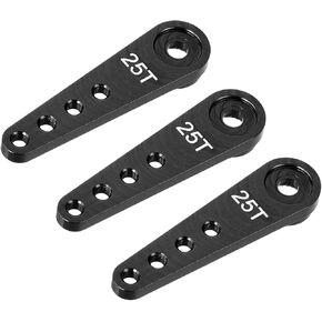 MECCANIXITY 3 Pcs Aluminum Servo Horn Long 25T Steering Arm 37mm Length Black Suitable for DIY RC Car/Boat/AirplanesBoat Model Accessories