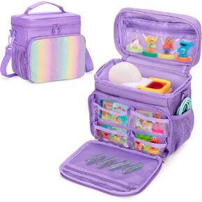 Carrying Case Compatible with Little Tikes Story Dream Machine Books Starter Set, Toy Storage Bag with Handle and Shoulder Strap for Storybook, Charger, Character, Pink, Bag Only