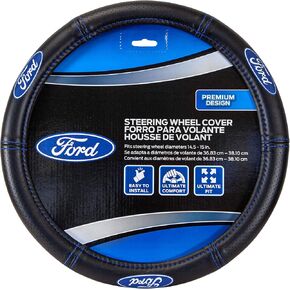Plasticolor 006692R01 Ford Deluxe High Contrast Stitching Premium Steering Wheel Cover for Cars, Trucks & SUV
