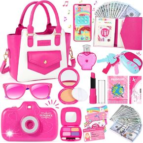 Little Girls Purse, Toddler Purse with Pretend Makeup Girl Toys, Play Purse for Little Girls, Kids Purse Christmas Princess Gifts Toys for 3 4 5 6 7 8 Year Old Toddler Girls