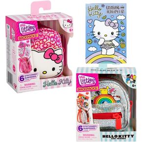 Real Littles Hello Kitty and Friends Mini Toy Backpack 2-Pack Bundled Gift Set - 6 Real Working Stationary Surprises Inside! (Hello Kitty & Glitter Hello Kitty and Friends)
