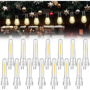 Meonum 14 Pack S14 Replacement Light Bulbs, 1.7 Watt Replacement S14 LED Bulb, Shatterproof Waterproof and Dimmable Replacement S14 Light Bulb for Outdoor Patio String Lights, 6000k Cool White
