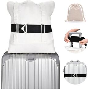 Travel Belt for Luggage, Adjustable 2-in-1 Elastic Luggage Straps, Add a Bag Luggage Straps Suitcase Travel Belt Over Handle for Carry On Bag, Travel Essential Accessories- Black
