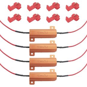 ​ZOKYUYS 4pcs Turn Signal LED Resistor Kit,Fix The Flickering Led Turn Signal Light,50w 6ohm Load Resistors,Relay Harness Resistor Adapter,suitable For Various Kinds of Led Lights Bulb