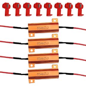 4Pcs 50W 6Ohm LED Load Resistors Fix LED Bulb Fast Hyper Flash Turn Signal Blink Error Code for 1157 BAY15D LED Turn Signal Lights (Resistors get very hot during working)