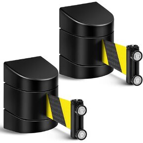 1 Pack 16.4 ft Magnetic Wall Mount Retractable Belt Magnetic Crowd Control Wall Barrier, Safety Retractable Barrier with ABS Case, Yellow Black Rope Safety Barrier for Grocery Retail Store