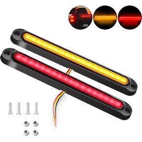 2PCS 12V 30 LED Trailer Tail Light Bar Smoked Lens 3rd Brake Stop Turn Tail Lights Trailer Identification Light Red Amber Waterproof for Truck Golf Cart Marine Boats Pickup