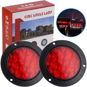 4 Inch Red Led Round Trailer Tail Lights 4" led trailer stop brake turn tail lights 16 LED Waterproof led trailer lights for Trailer Boat Truck RV