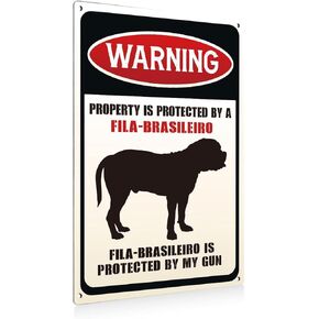 Aluminium plate 754 Funny Dog Aluminium Plate Signs Property is Protected By A Fila Brasileiro Decorative Signs Plaques for Home Decor Gifts to Indoor and Outdoor Use Gifts for Dog Lover
