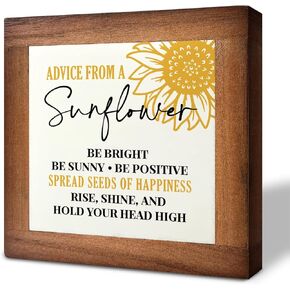 علامة خشبية ملهمة، ديكور مكتب لويحات خشبية مربعة، لوحة حكمة عباد الشمس، لافتات فنية للطاولة، ديكور منزلي إيجابي، لوحة خشبية لأصدقاء العائلة، هدية ابتهاج، نصيحة من علامة عباد الشمس B1 in Kuwait