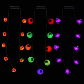 Halloween Eve Costume Party Accessories, 3Pcs Halloween Lighted up Necklace, Halloween Light 3D Necklace for Trick or Treat Door to Door Parade Procession