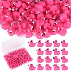 100pcs Mini Flamingo Resin Ducks, Pink Flamingo Figurine Tiny Resin Animals Set Toy Bulk for Garden Lawn Flamingos Decor DIY Craft Dollhouse Micro Landscape Fairy Party Gifts