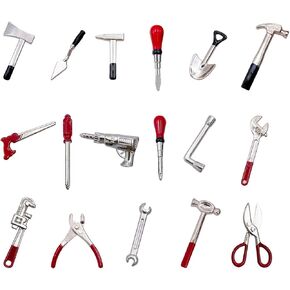 17PCS 1:12 Miniature Doll House Tools Metal Home Repair Multi-Tool Model Set Fun for Party Dollhouse Decoration Accessories Mini Yard Supplies Creative Pretend Toy (tool)