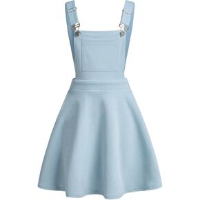 Floerns Girl's Sleeveless Pinafore Suspender Dress Flare Hem Overall Skirt Blue 11Y in Kuwait