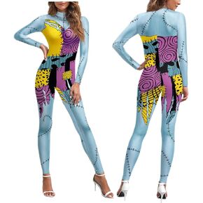 Christmas Sally Costume Women Movie Halloween Cosplay Bodysuit 3D Print Dress