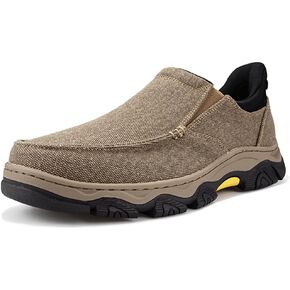 YONGJIA Mens Hands Free Slip in Loafers Walking Slip on Canvas Casual Comfortable Breathable Shoes
