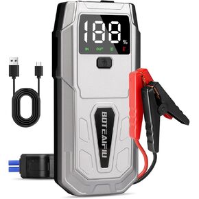 Booster Battery 5000A Car Starter (Up to 9.5L Gas 8L Diesel) 12V Jump Starter Booster Battery Motorbike/Auto with LCD Display Intelligent Safety Clamps LED Light