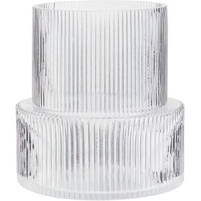 Ribbed Glass Vase, Fluted Flower Vase, Modern Clear Ripple Vase with Big Capacity for Living Room Dining Room Bedroom Entry Office Holliday Decoration Centerpieces in Saudi Arabia