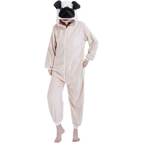 Adult Animal Costume for Halloween Women/Men Fleece Onesie Novelty One Piece Pajama Sleepwear Party Cosplay