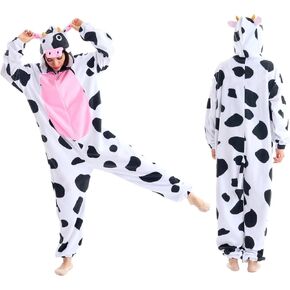 familus Cheetah Cow Costume Adult Women Men Halloween Costumes Unisex Animal Cow Leopard Jaguar Onesie Costumes Pajamas