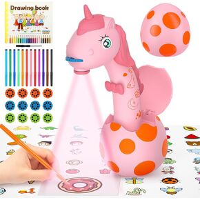 KETIEE Unicorn Drawing Projector Toys for Ages 5-7: Tracing and Drawing Projector for Kids with Cute Unicorn Look, Smart Art Sketcher Projector with 96 Stencils, Toddler Toys for Girls Boys 3+ (Pink)