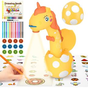 KETIEE Unicorn Drawing Projector Toys for Ages 5-7: Tracing and Drawing Projector for Kids with Cute Unicorn Look, Smart Art Sketcher Projector with 96 Stencils, Toddler Toys for Girls Boys 3+ (Pink)