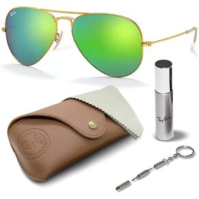 Ray-Ban RB3025 Classic Aviator Shape Sunglasses With Eyewear Kit Bundle - Adjustable Nose Pads - Retro Sunglasses