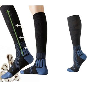 CHUNFO Womens 15-20mmhg Gradient Compression Socks Calf Running Stockings Hiking Gym Support Sock Cushioned Size5-9