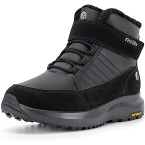 FitVille Wide Width Mens Winter Boots Fur Lined Mens Extra Wide Snow Boots Lightweight Non Slip Hiking Boots Outdoor Mens Diabetic Shoes for Flat Feet in Kuwait