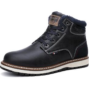 ARRIGO BELLO Mens Winter Boots Snow Casual Booties Warm Fur Mesh Lined Ankle Outdoor Lightweight Non-Slip Trekking Walking Leather Shoes