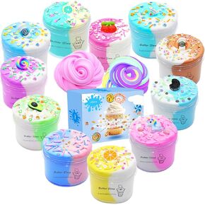Butter Slime Kit Two-Toned 11 Packed Fidget Toy, Educational Slime Toys, Birthday Gifts Prize Party Favors for Girl Boys Kids 6 7 8 9 10 11 12