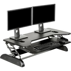 Vari - VariDesk Cube Plus 40 – Two-Tier Cubicle Standing Desk Converter for Dual Monitors – 9 Height Adjustable Settings with Spring-Assisted Lift and Dual Handles – Fully Assembled, Black