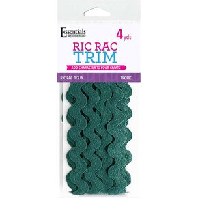 Essentials By Leisure Arts RIC Rac 1/2" 4 Yards Tropic - Rick Rack Trim for Sewing - Wavy RIC rac Trim for Sewing and Crafts - RIC rac Ribbon - Rick Rack Trim Tropic
